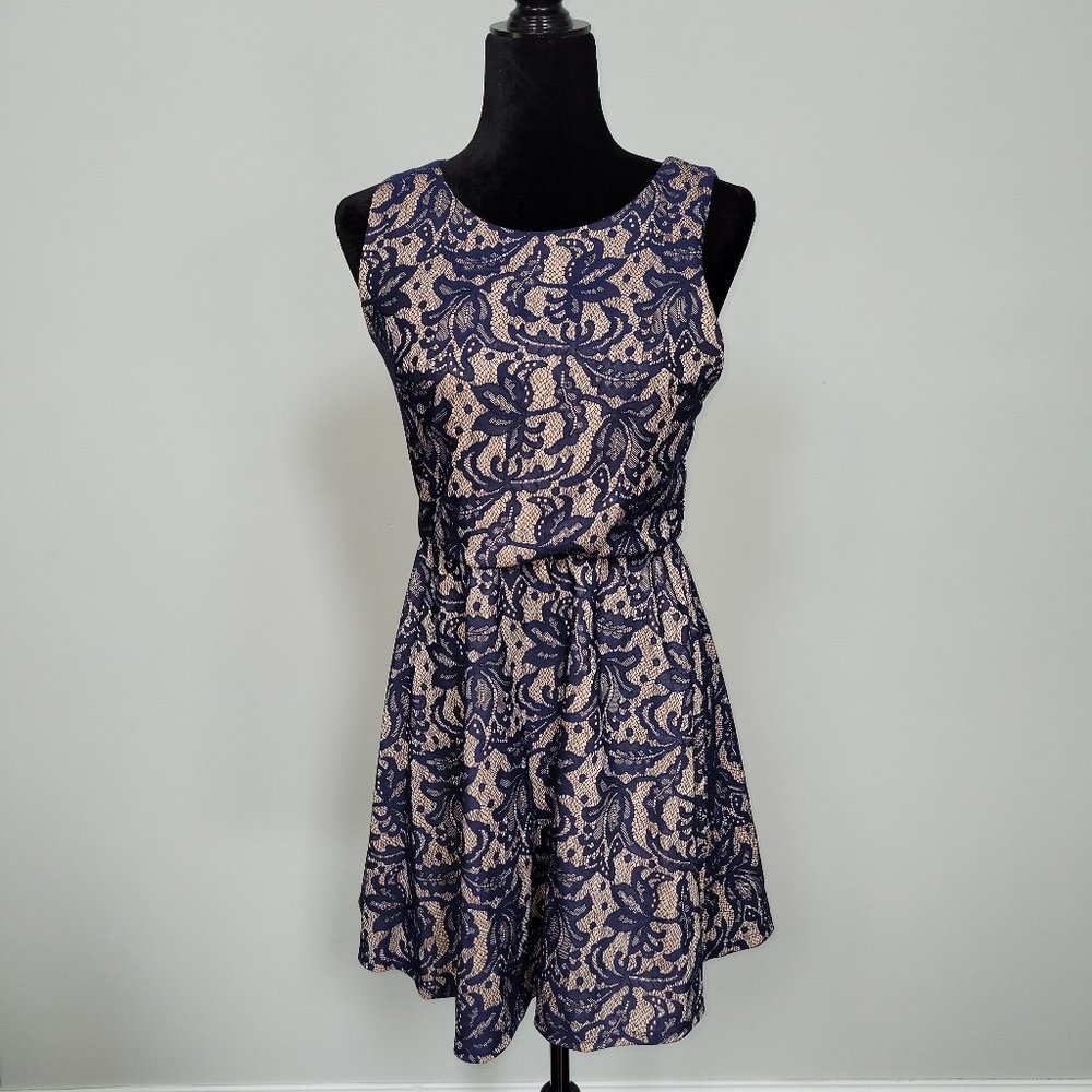 Navy Lace Skater Dress 8